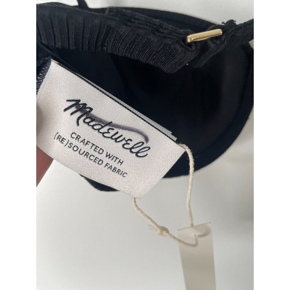 Madewell Balconette Bikini Top Womens Medium Black Ribbed Underwire Swimwear - Picture 8 of 9